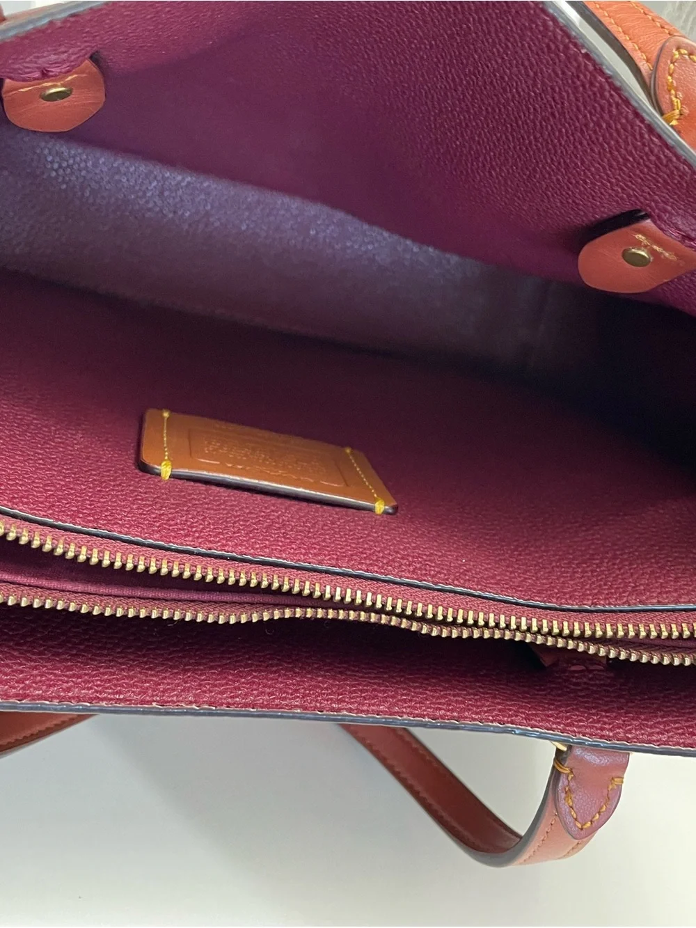 Coach Brown Signature Canvas Tote with Saddle Leather Trim